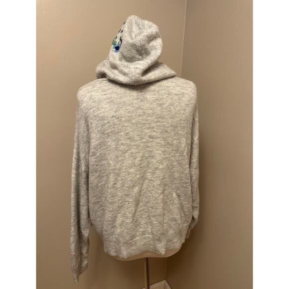 L.O.G.G Floral Embroidered Hooded Sweater Gray Heather Sz Medium - Picture 4 of 8